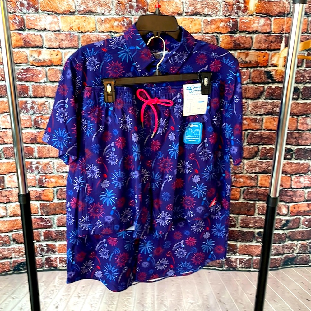 🔥 NEW Mr. Swim matching shirt shorts trunk set medium purple red blue